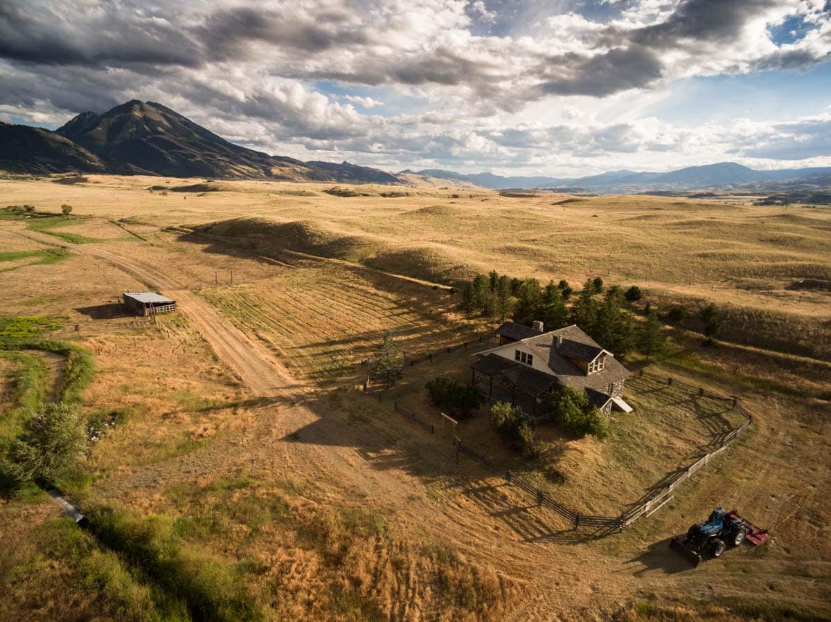 house aerial Yellowstone River Ranch