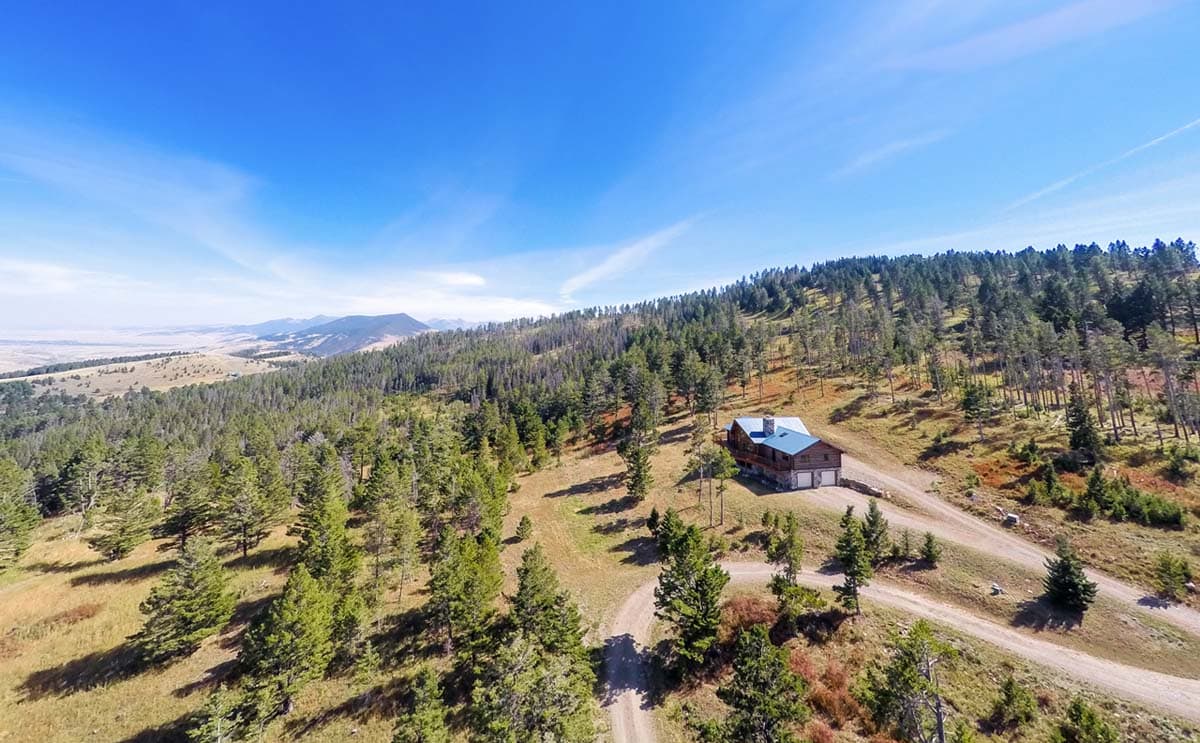 aerial scenic wilsman ranch montana