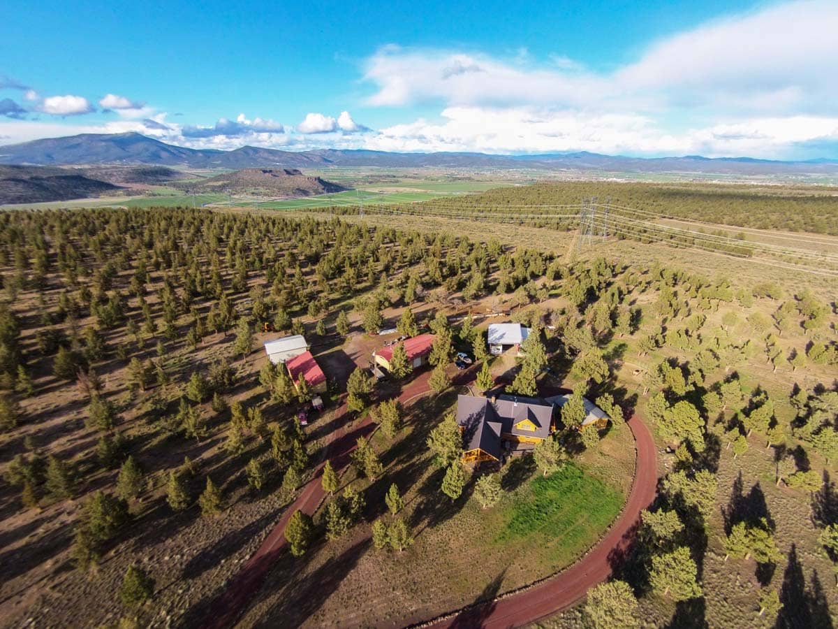 aerial house rocky top ranch oregon trees