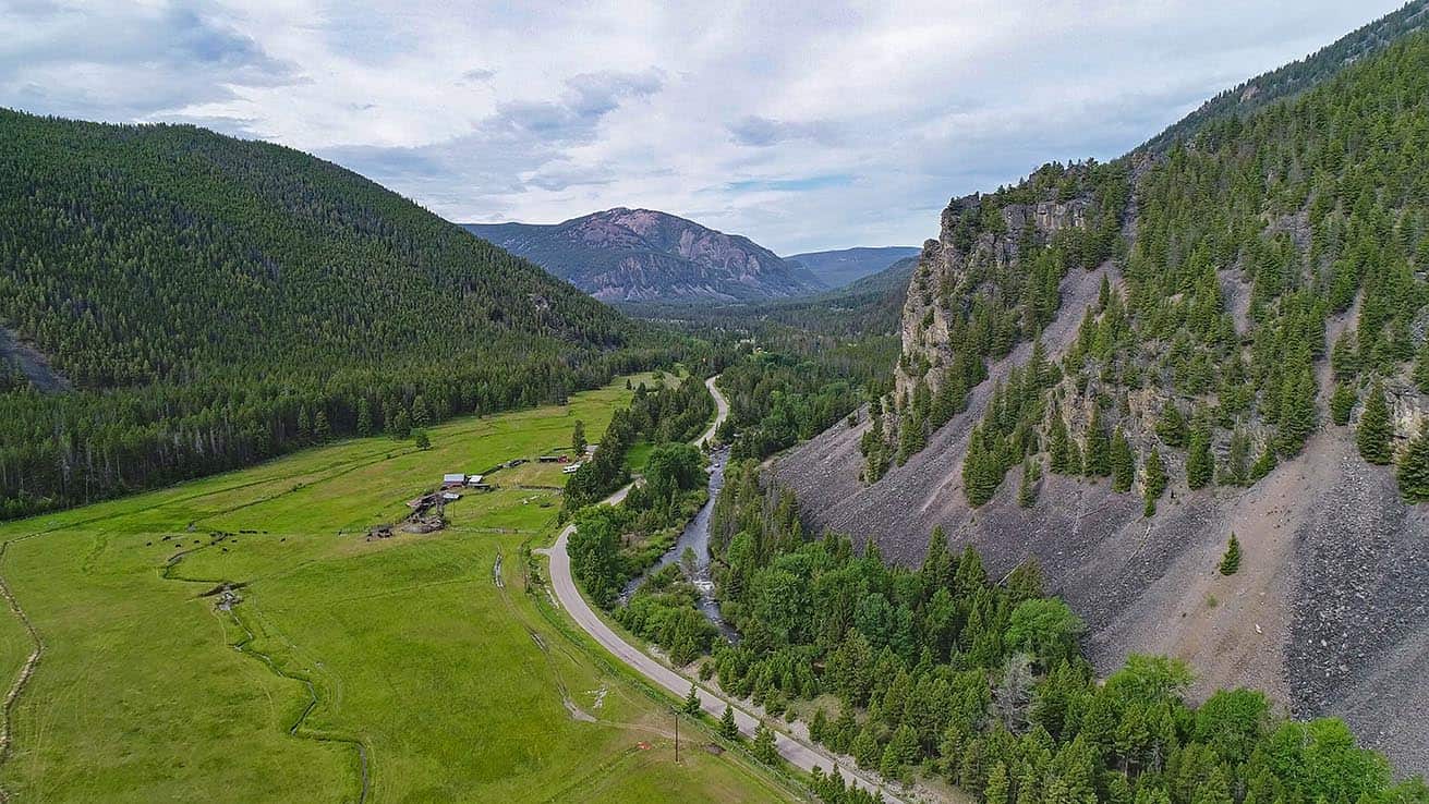 aerial ranch view montana eagle rock ranch on the wise river