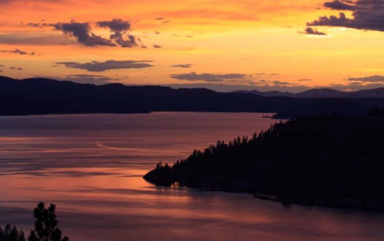 Lake Coeur d'Alene at sunset