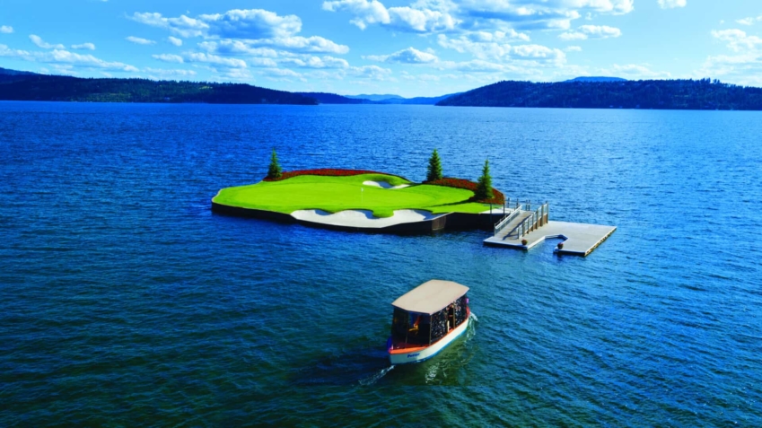 Worlds Only Floating Green Lake Coeur d'alene
