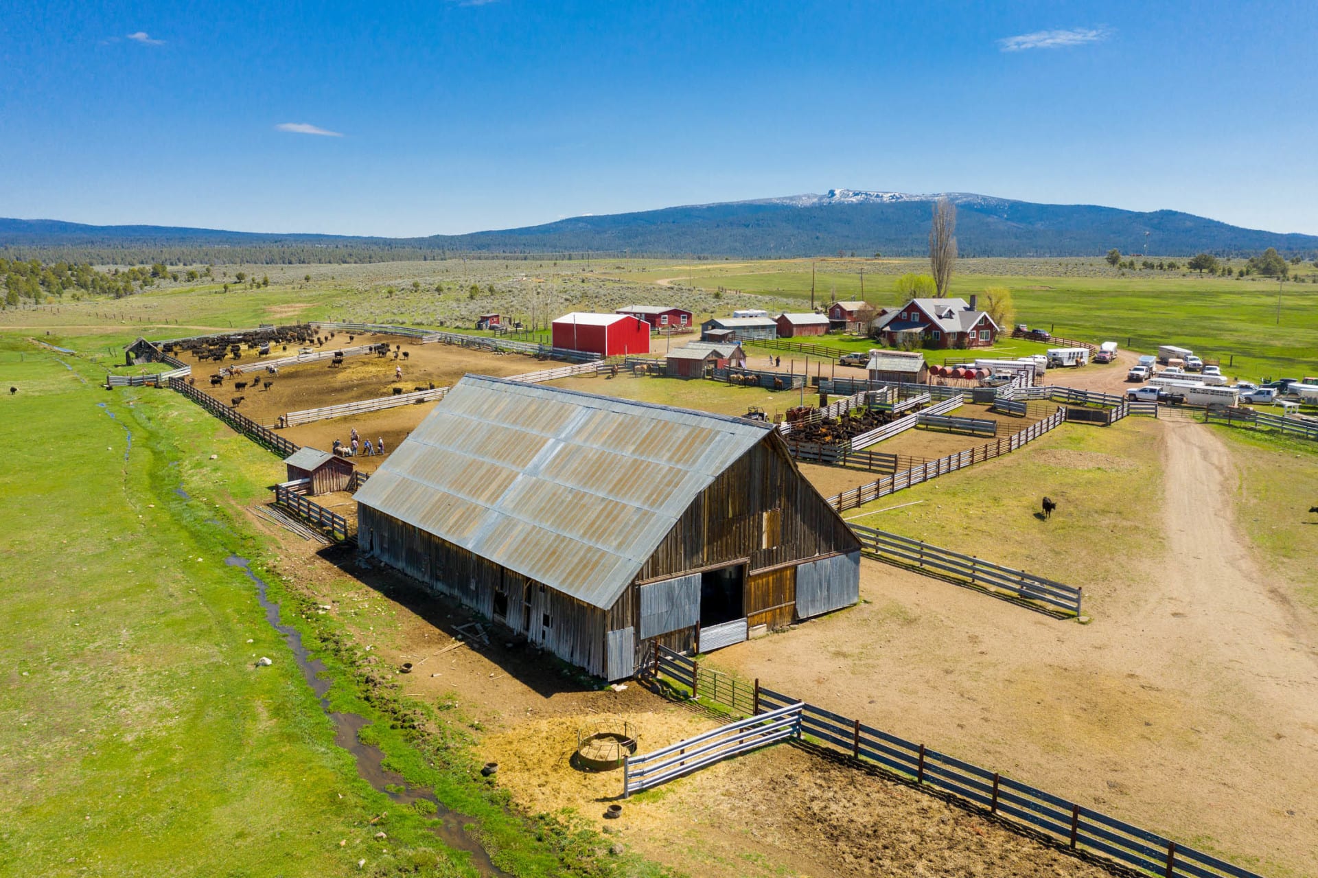 Aerial Barn with Home Oregon BK Ranch
