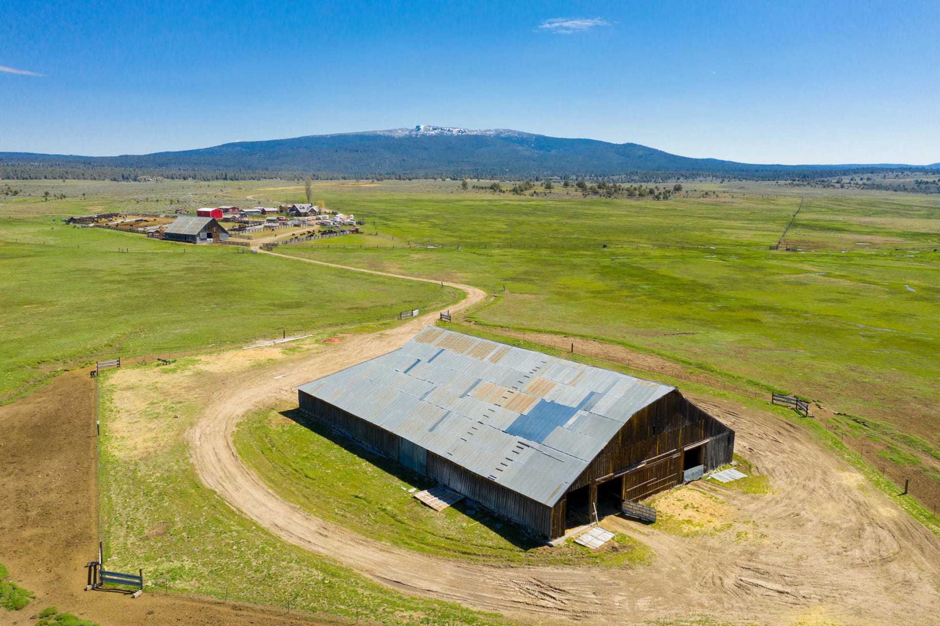 Aerial Large Barn Oregon BK Ranch