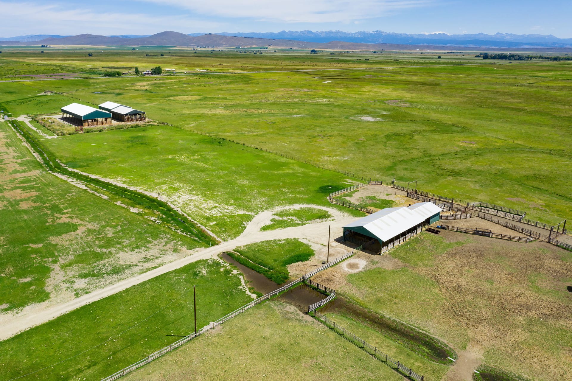 Aerial Hay Storage Processing Shop Oregon Chandler Hereford Ranch
