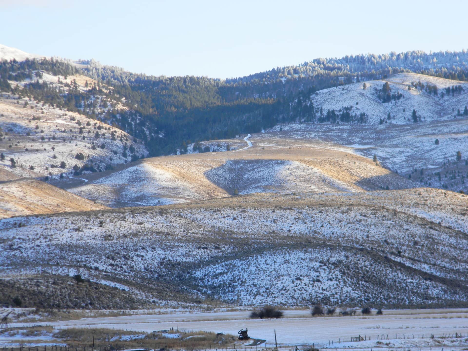 Winter Hillside Oregon Land