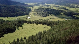 drone shot meadow new mexico mora river refuge