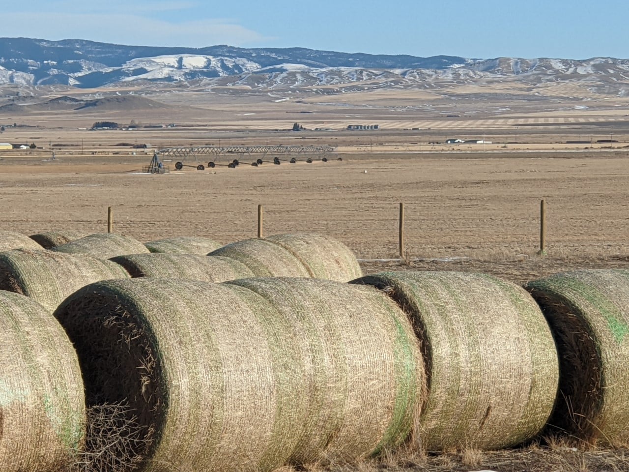 Hay bales montana crow creek valley hay cattle ranch