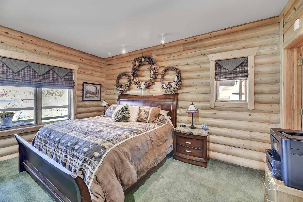 Log Cabin Master Bedroom Main Level Montana Holter Lake Cabin Fay Ranches