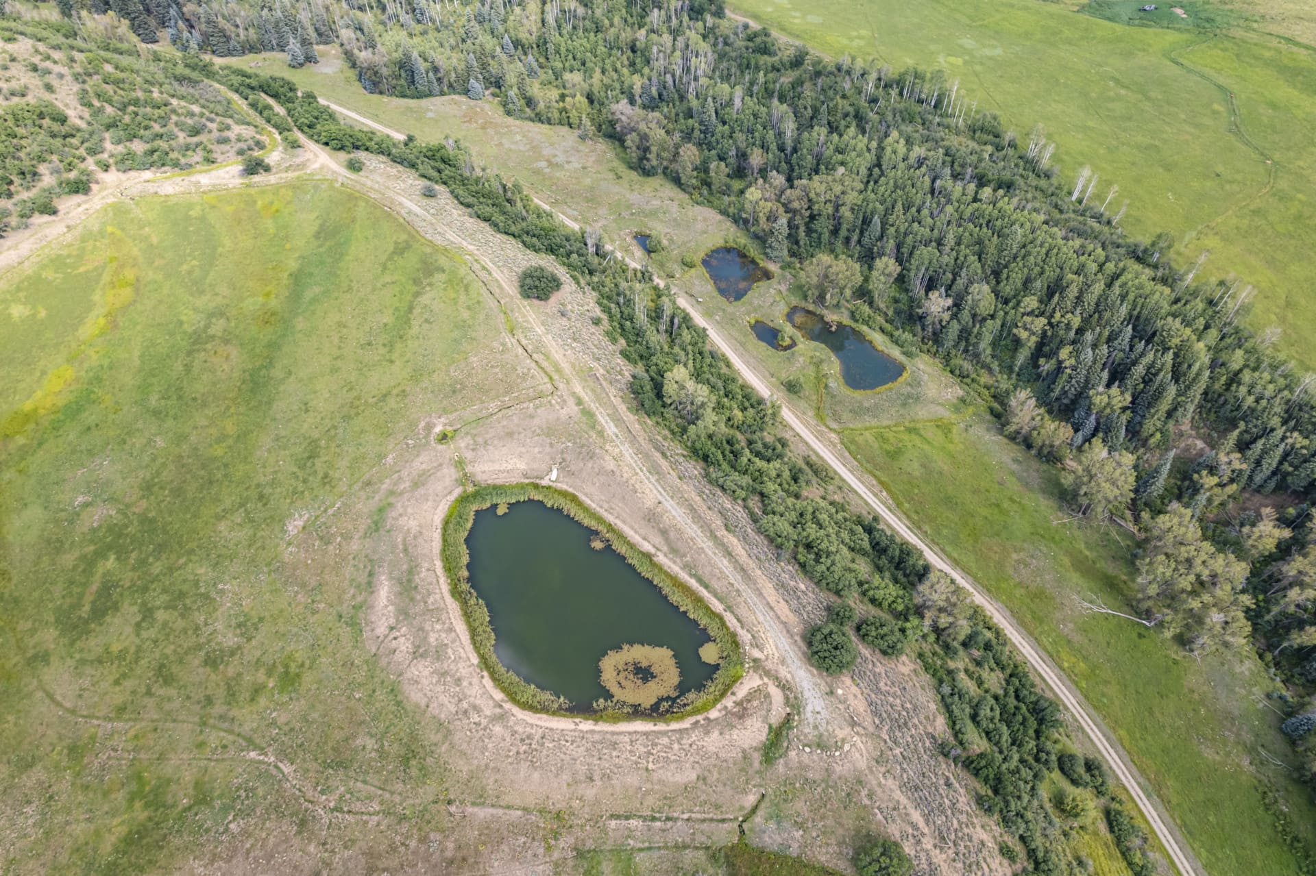 Ponds Aerial View Colorado Ragged Mountain Ranch