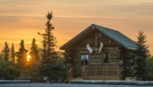 Cabin sunset alaska gold creet lodge