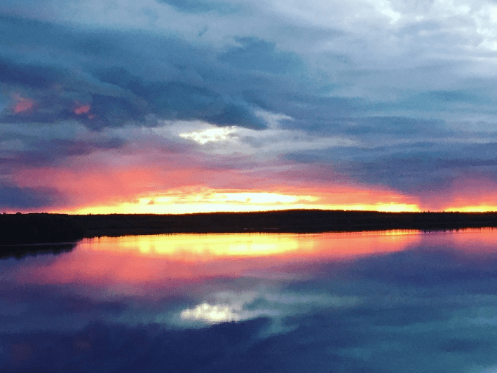 Colorful sunset alaska gold creek lodge