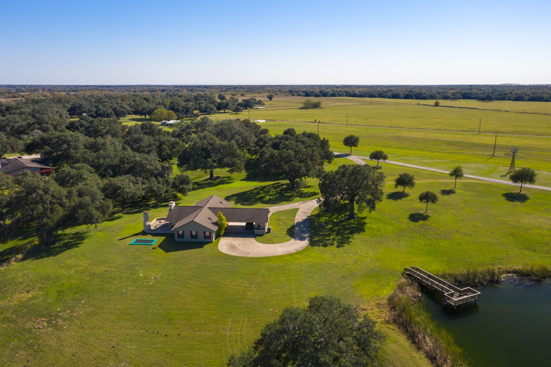 aerial guest house with pond texas 4lj3 ranch