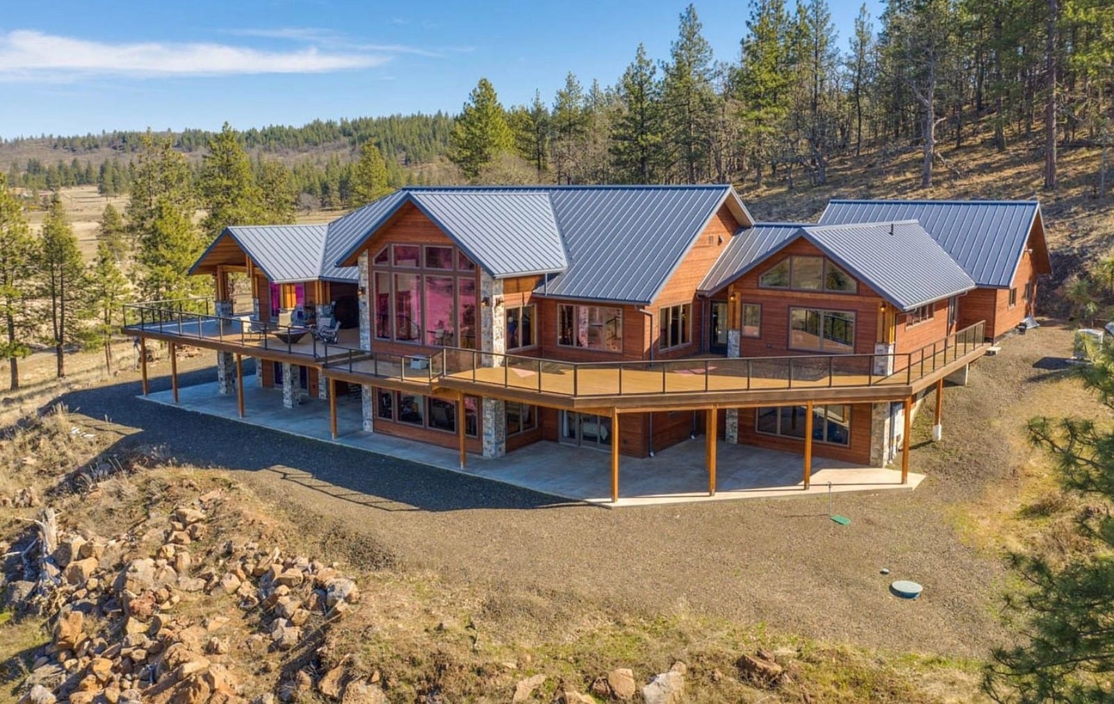aerial of lodge from north washington stillwater ranch
