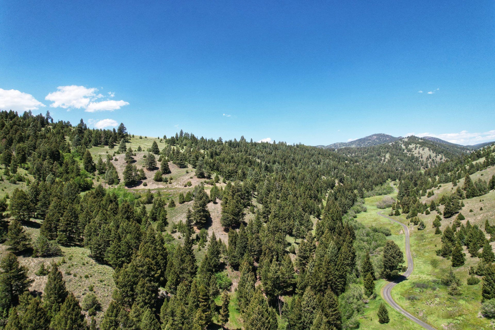 aerial view driveway carten creek ranch montana