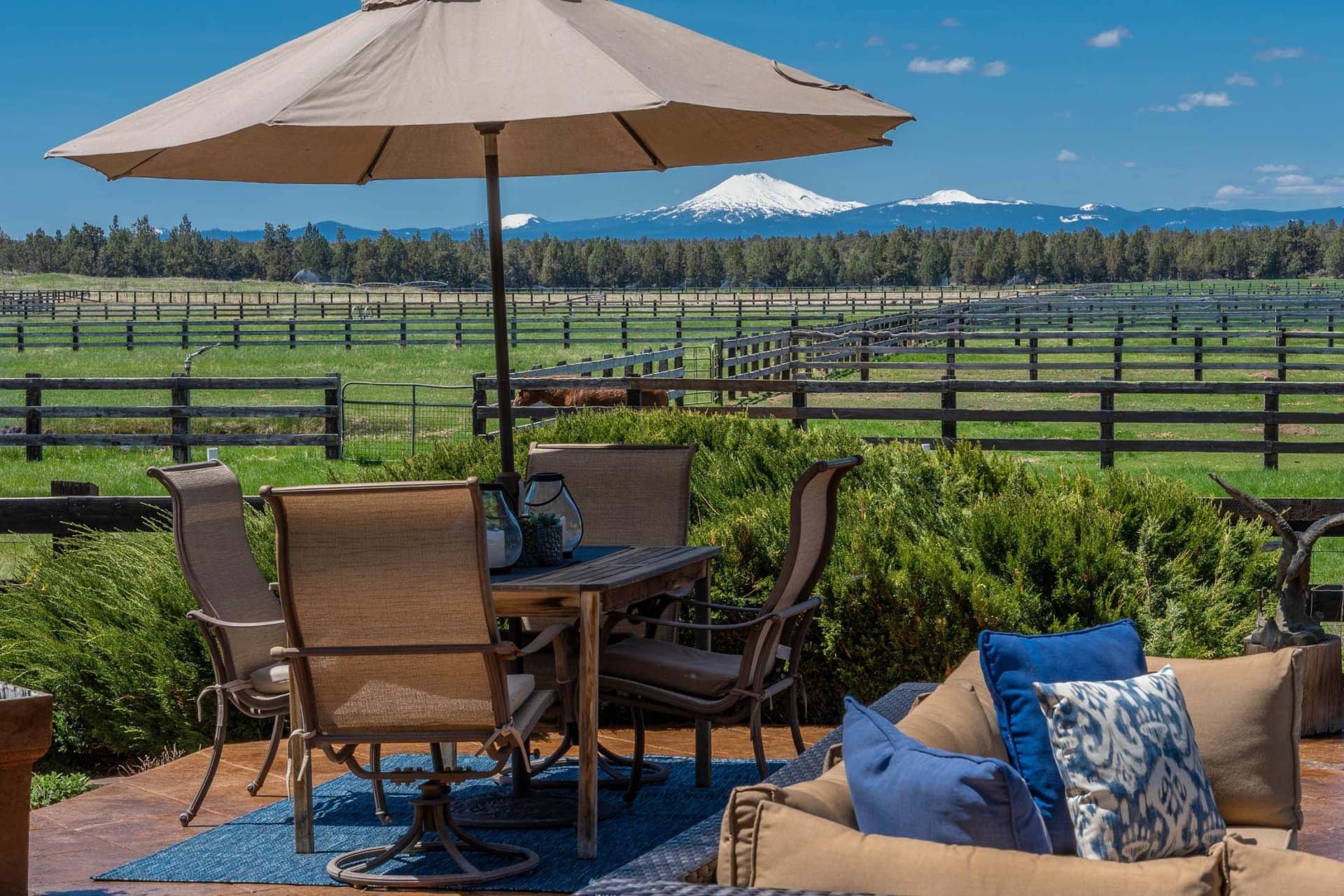 Mt Bachelor from patio oregon redhawk ranch