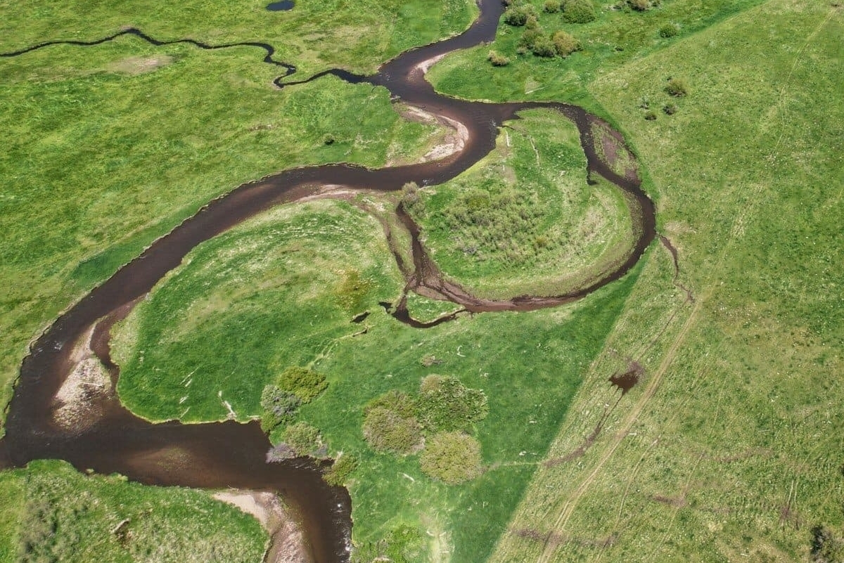 aerial view creek flint creek ranch montana