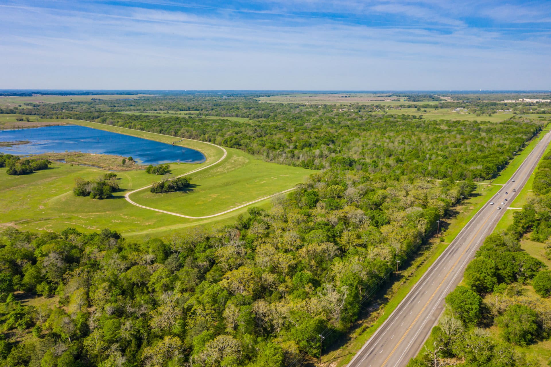 aerial with road frontage texas peach creek ranch