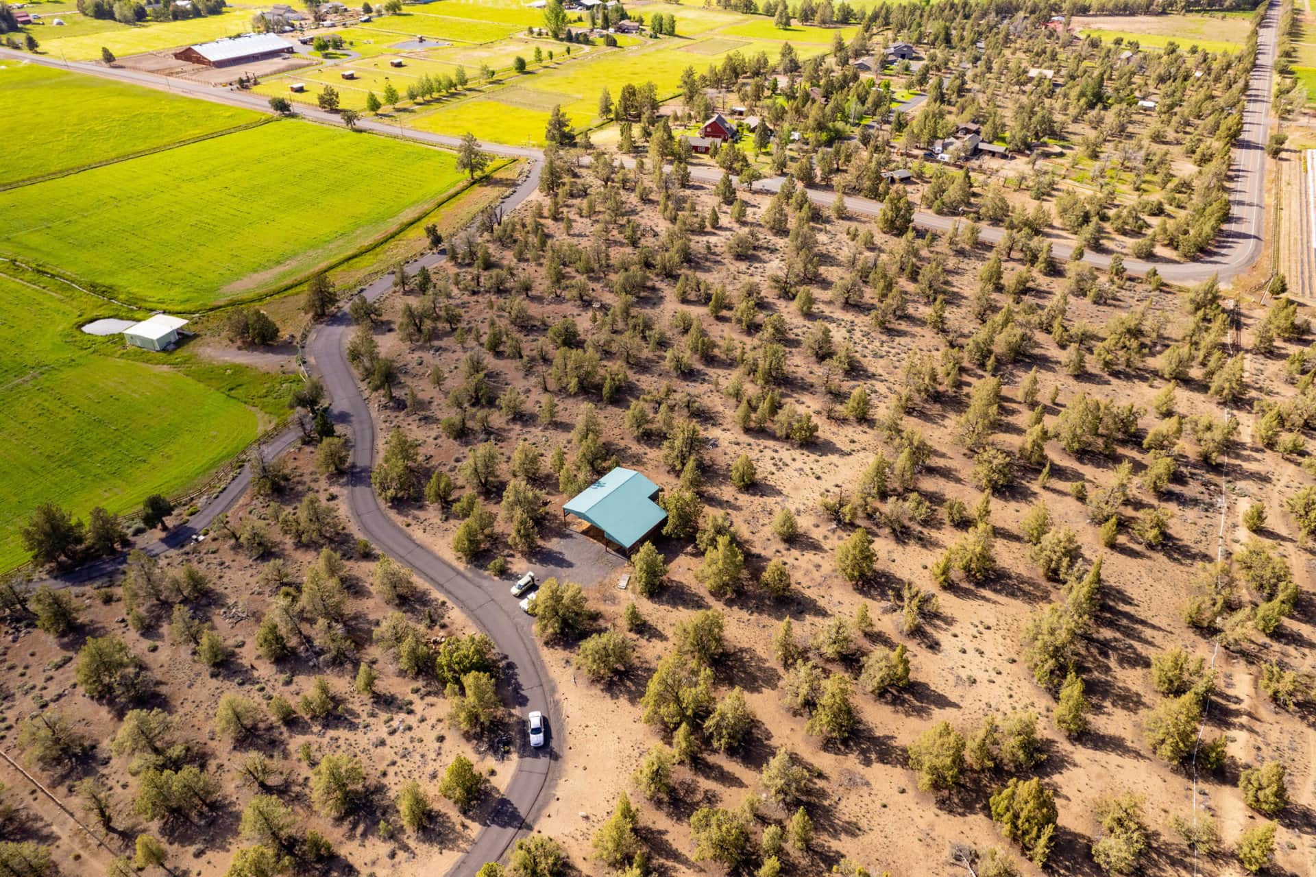native landscape with hay storage oregon wild horse trail farm at deschutes river ranch
