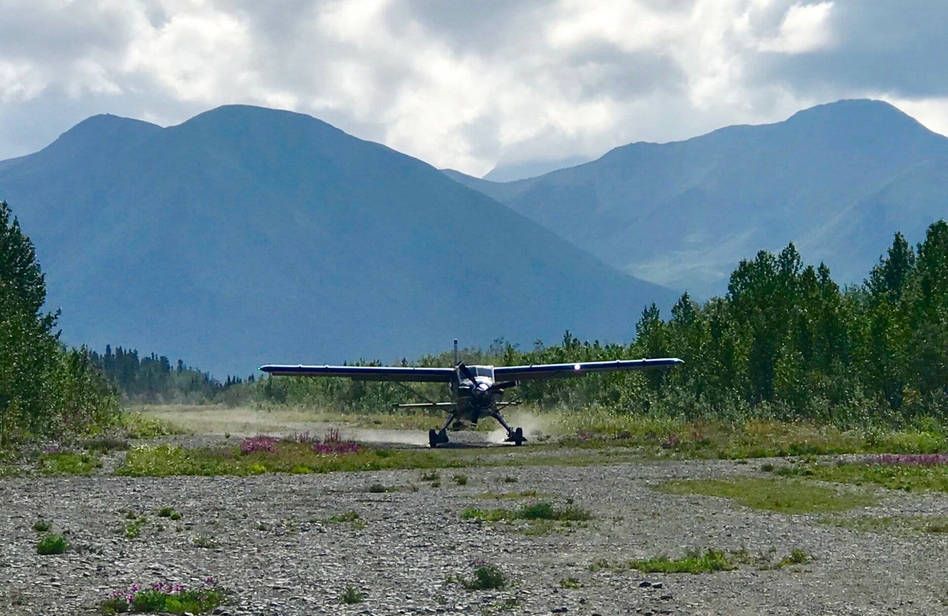 plane landing alaska wood river lodge