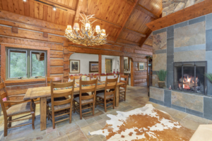 dining and fireplace colorado goble creek ranch