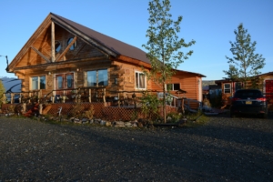 main lodge building from parking lot alaska earthsong lodge