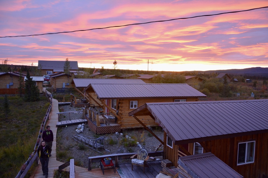 sunset view from coffeehouse upstairs alaska earthsong lodge.jpeg