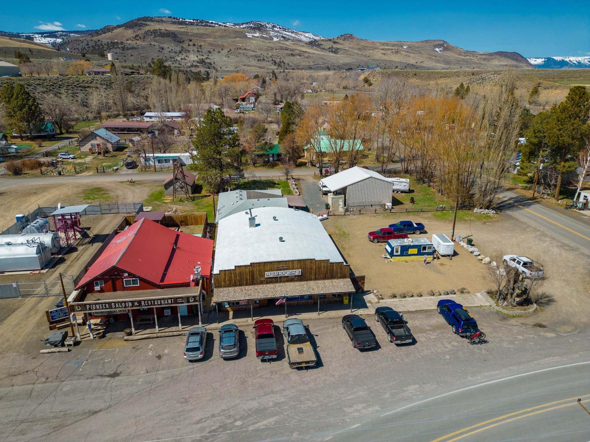 aerial of store front oregon paisley mercantile