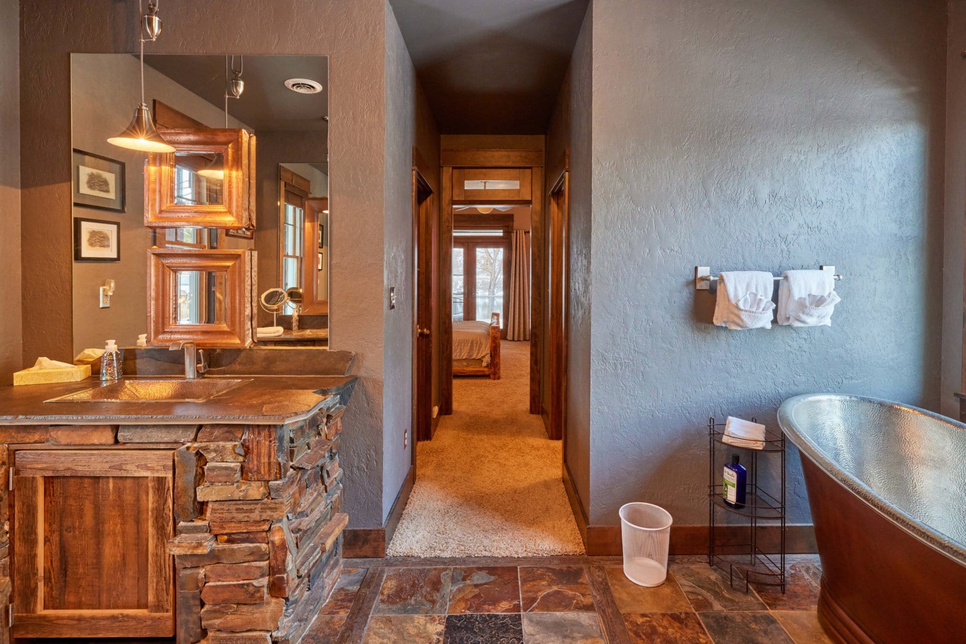 master bathroom Montana Flatwater Lodge