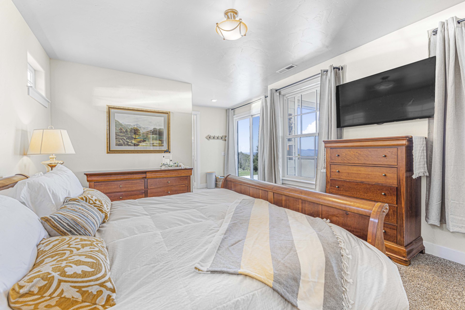 master bedroom with slider oregon scenic vista estate