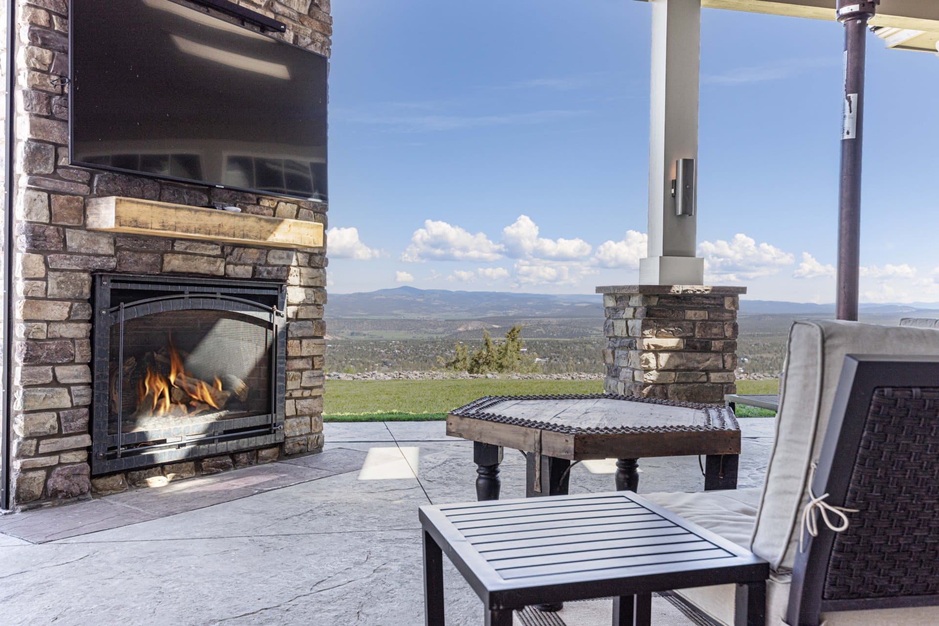 outdoor fireplace oregon scenic vista estate