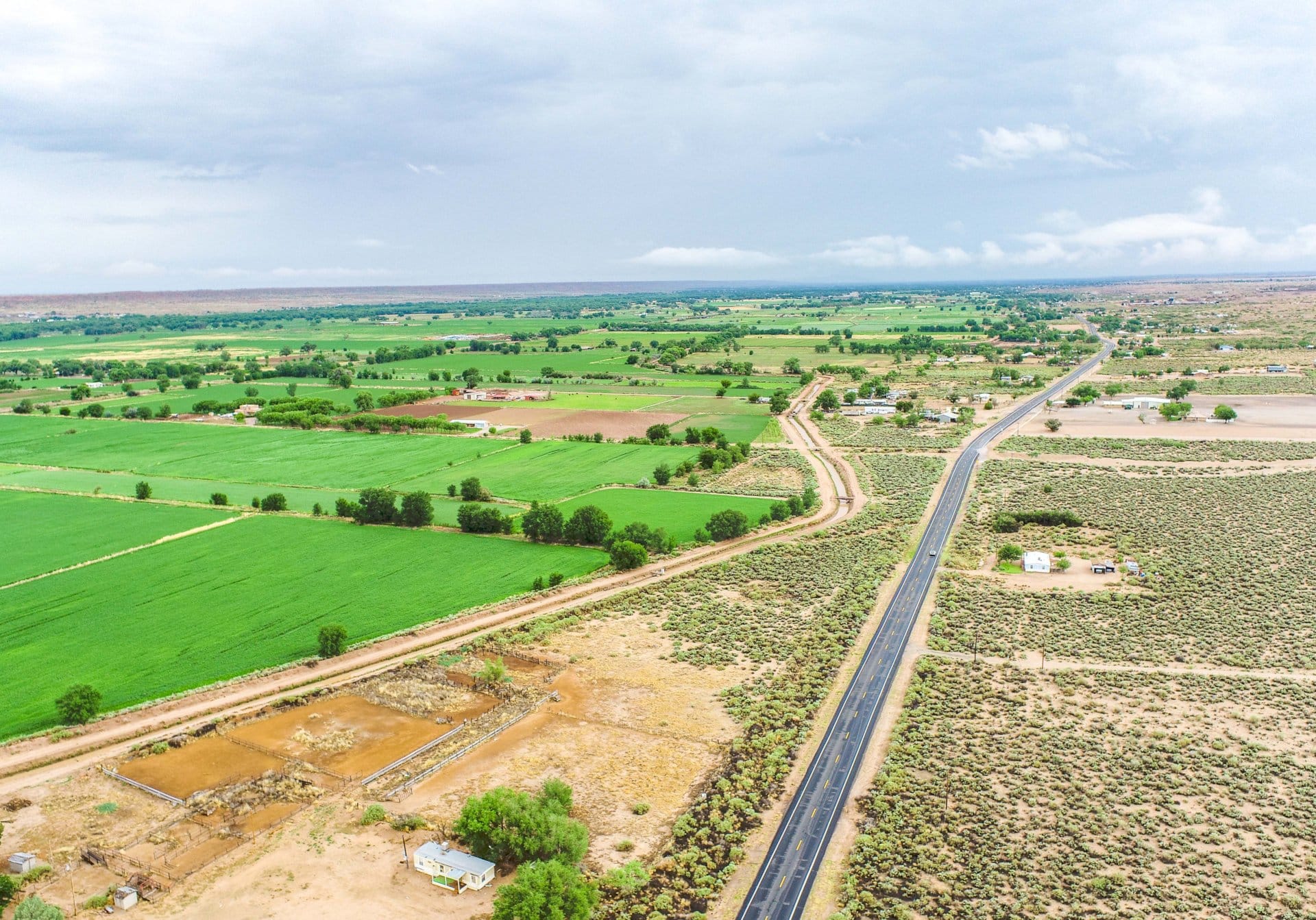 drone view highway 304 new mexico las nutrias farm