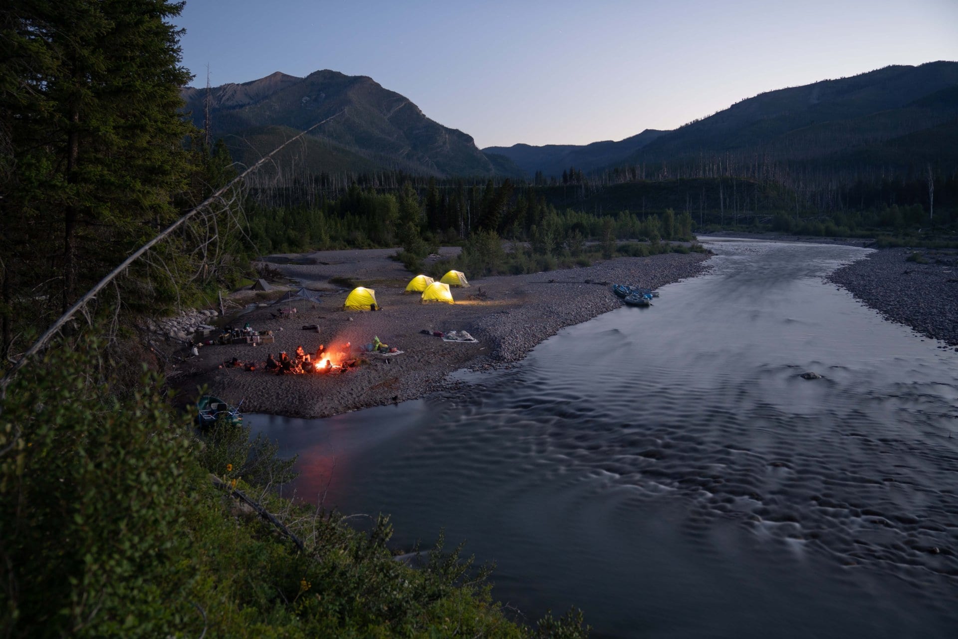 nightime camping montana wilderness lodge and outfitting