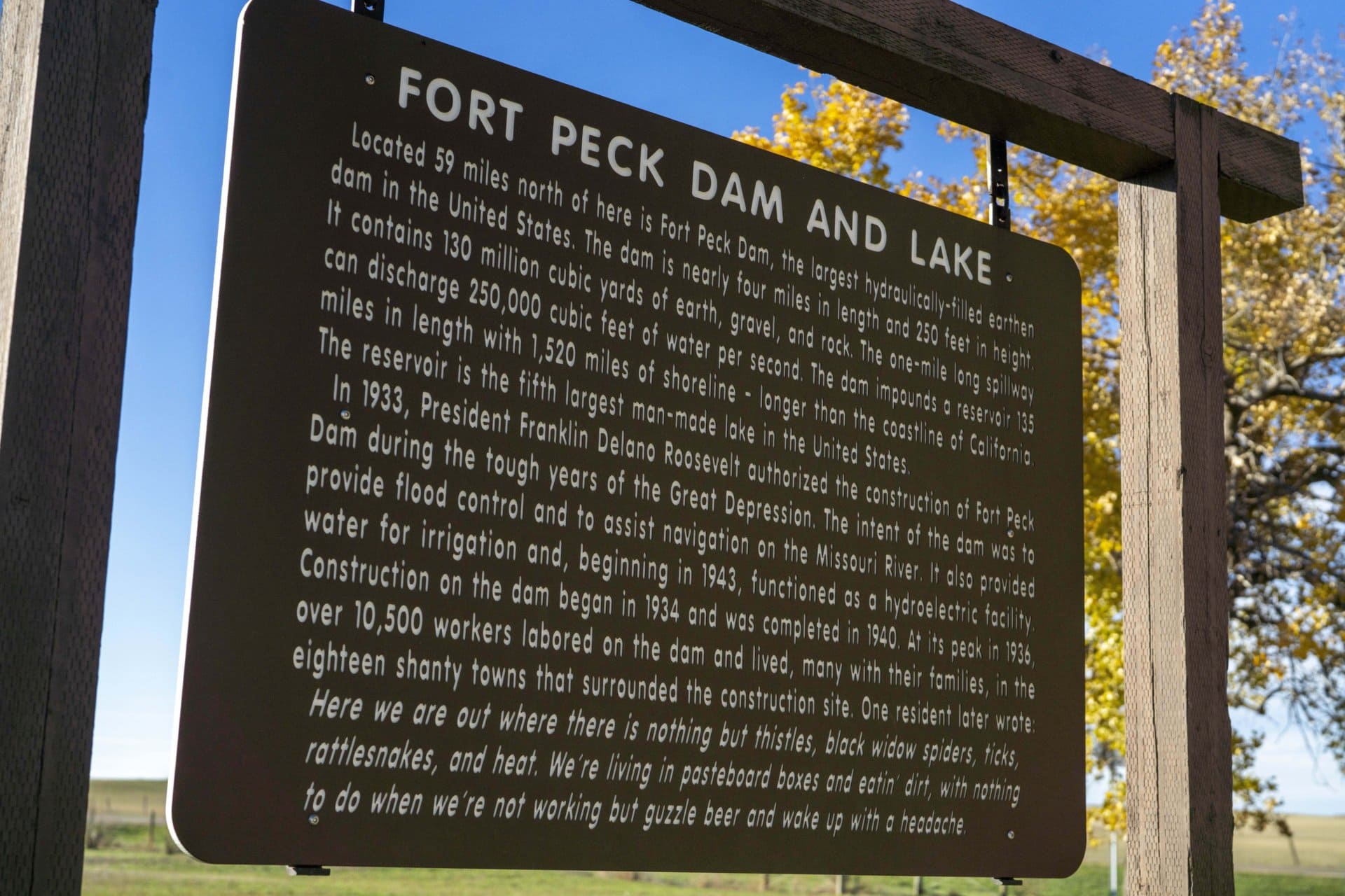 lake sign montana rock creek farm at fort peck