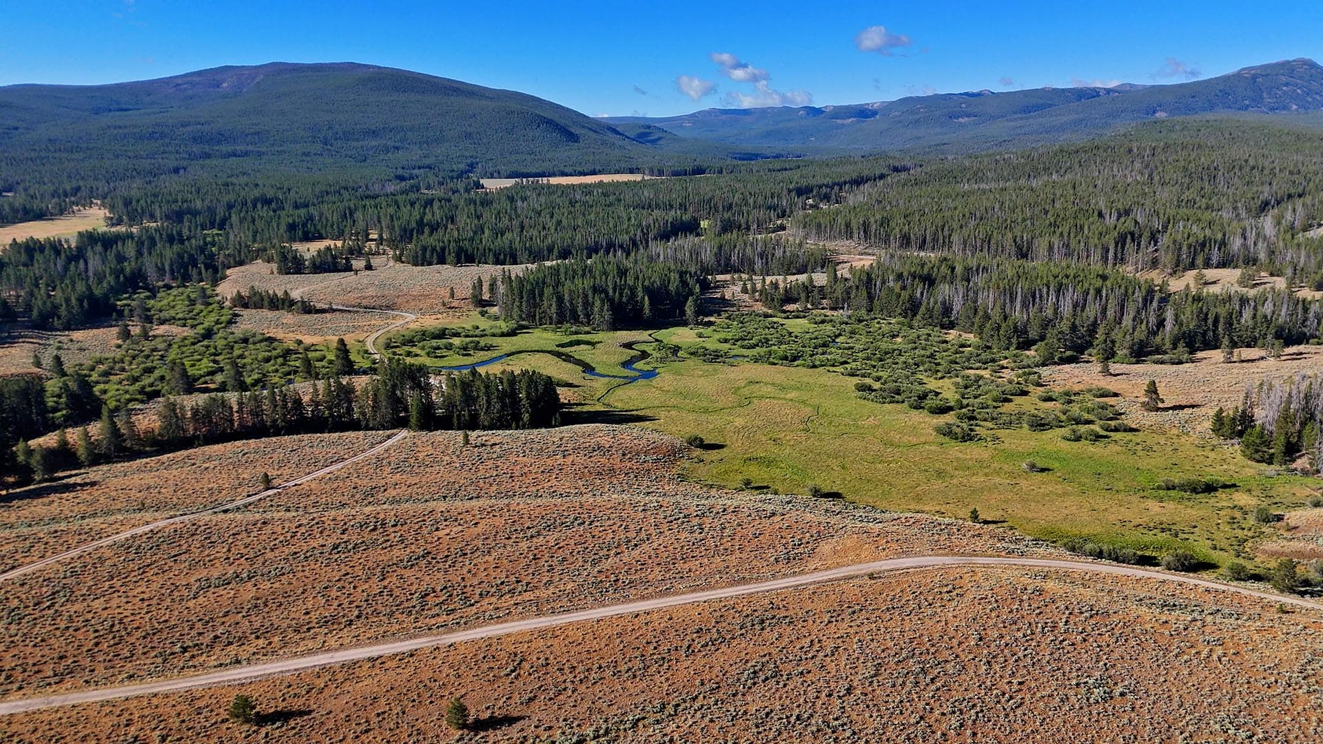 aerial view of valley montana big hole river ranch