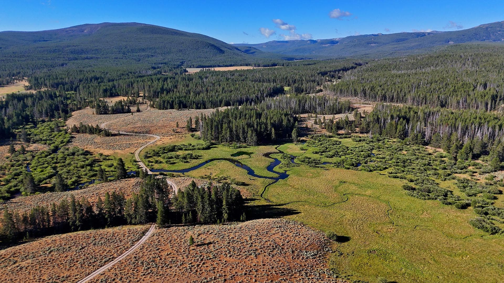 aerial river view montana big hole river ranch