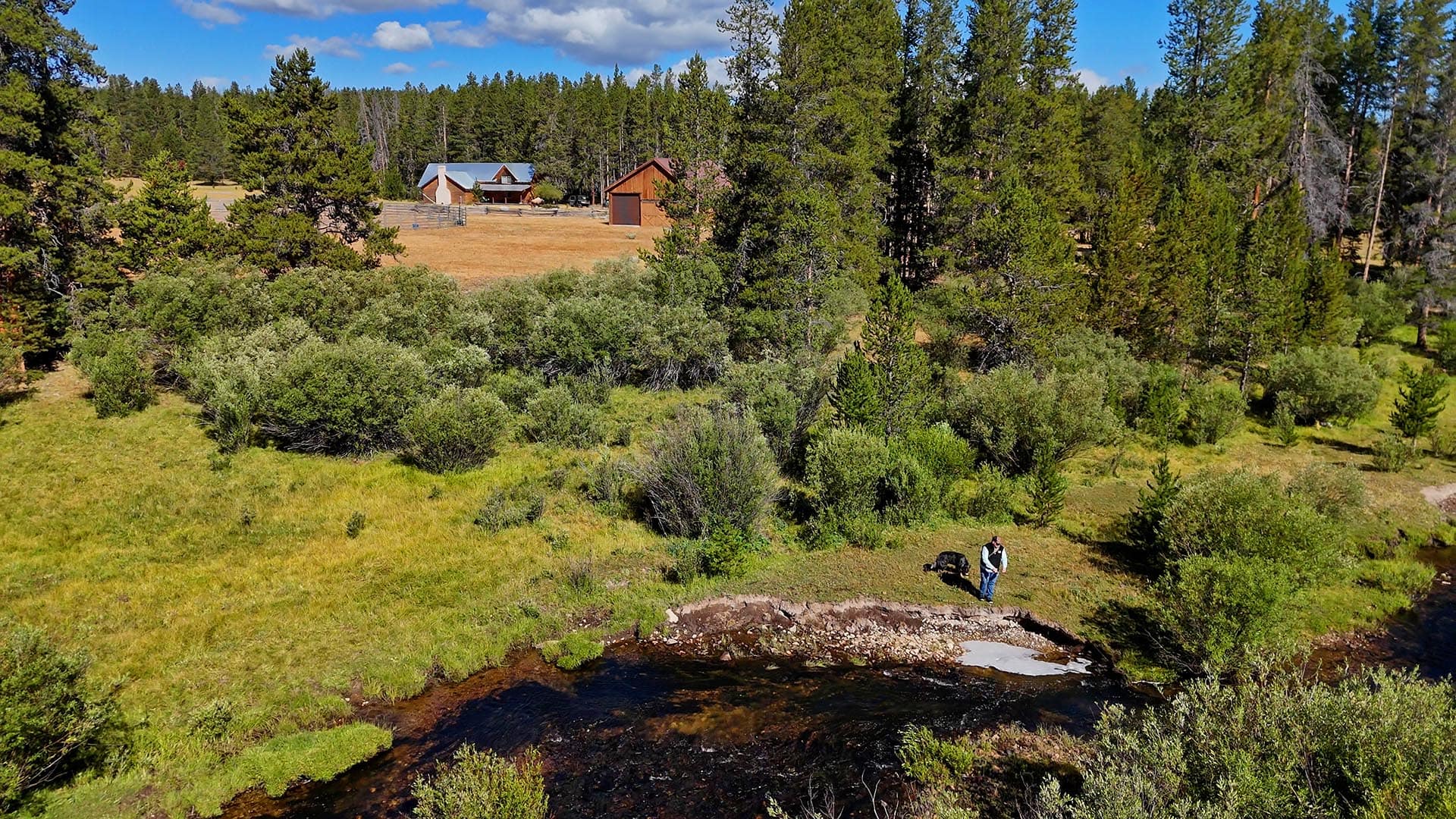 aerial view rural property montana big hole river ranch