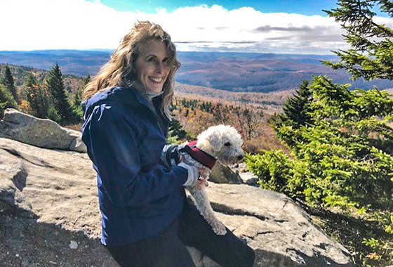 laura johnson fay ranches agent coordinator hiking with puppy