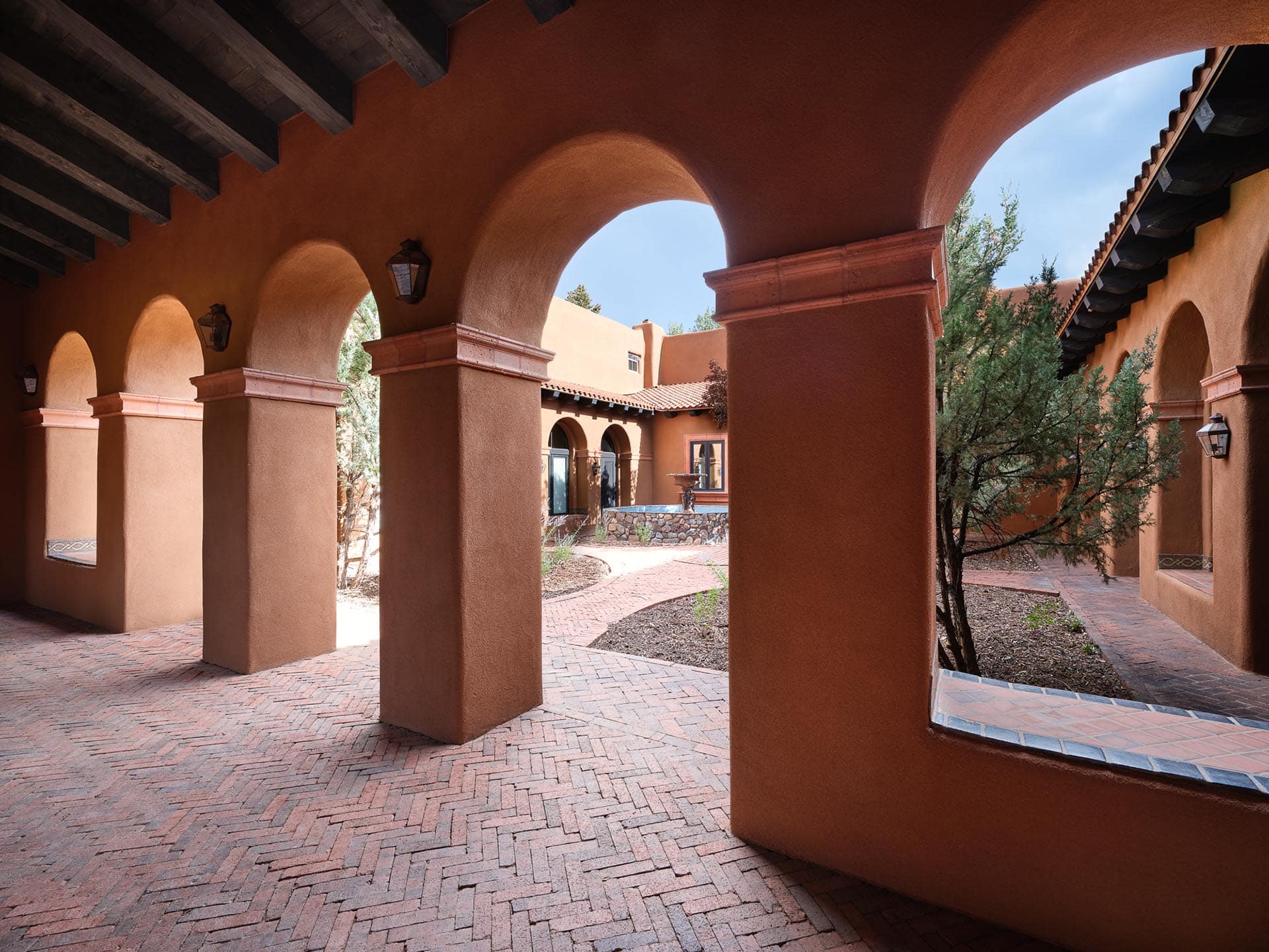 courtyard pillars new mexico rancho de abiquiu