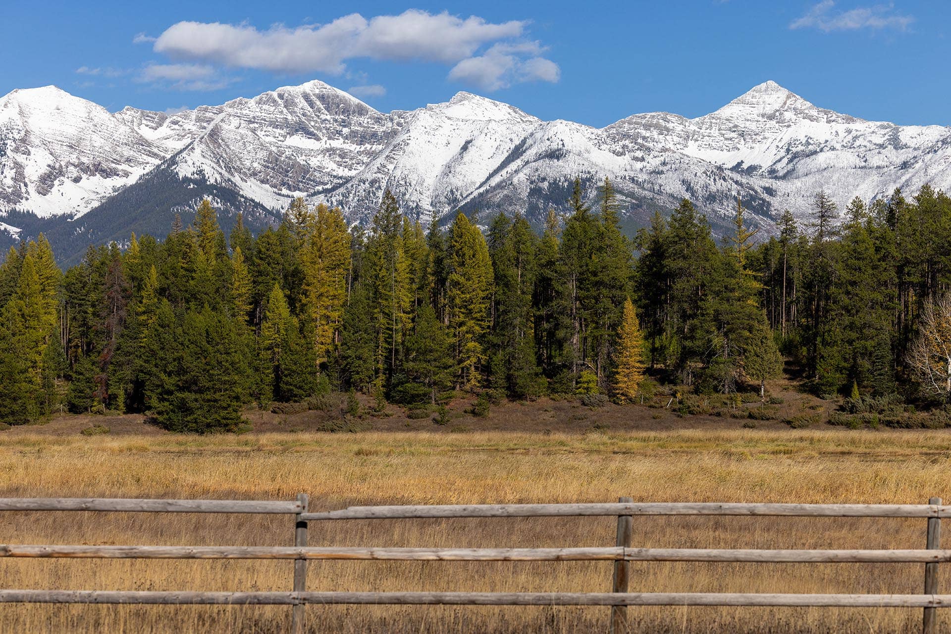 Snowy Swan Mountains Montana Hanging J Ranch