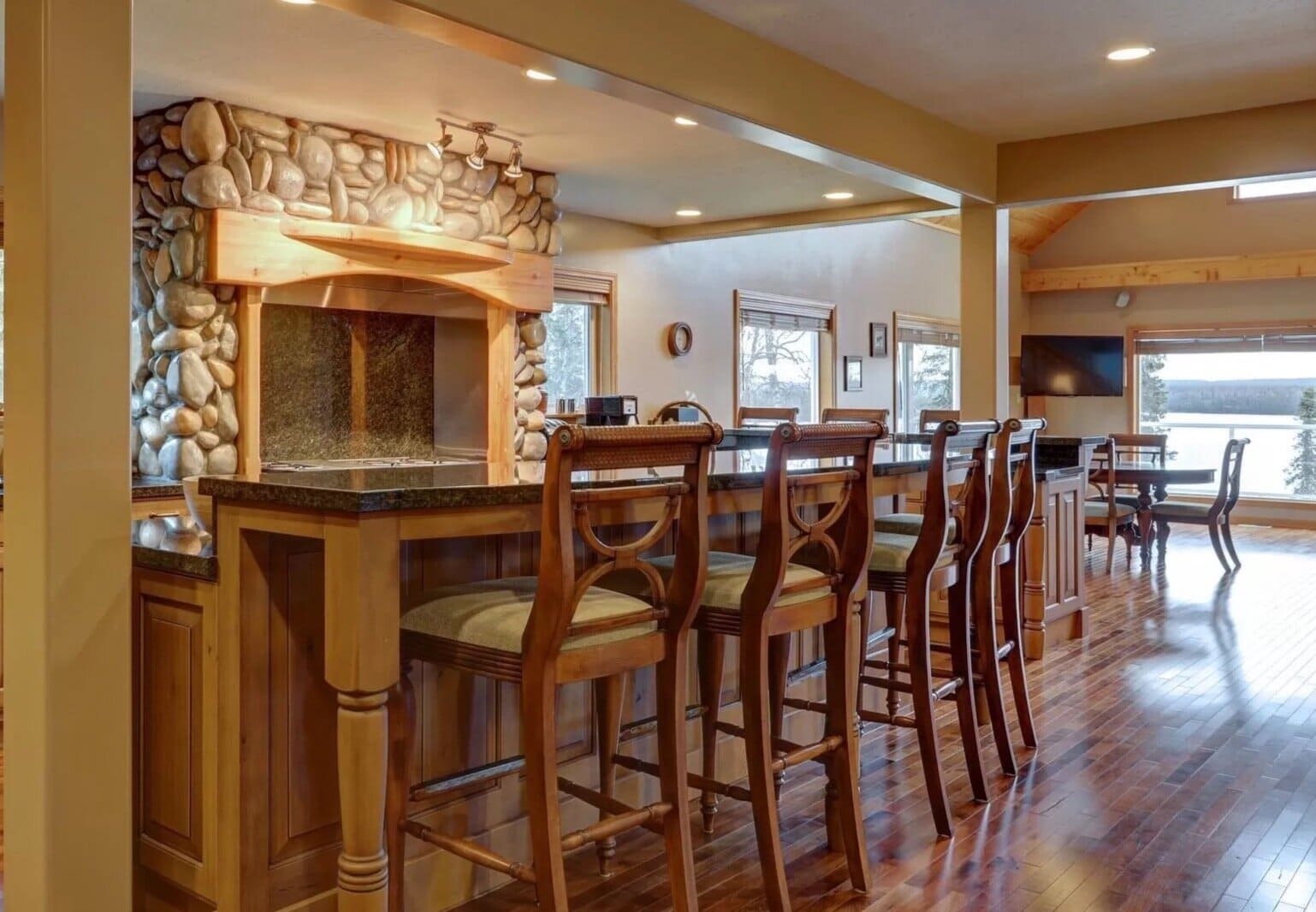 Lodge kitchen counter bar alaska shulin lake resort