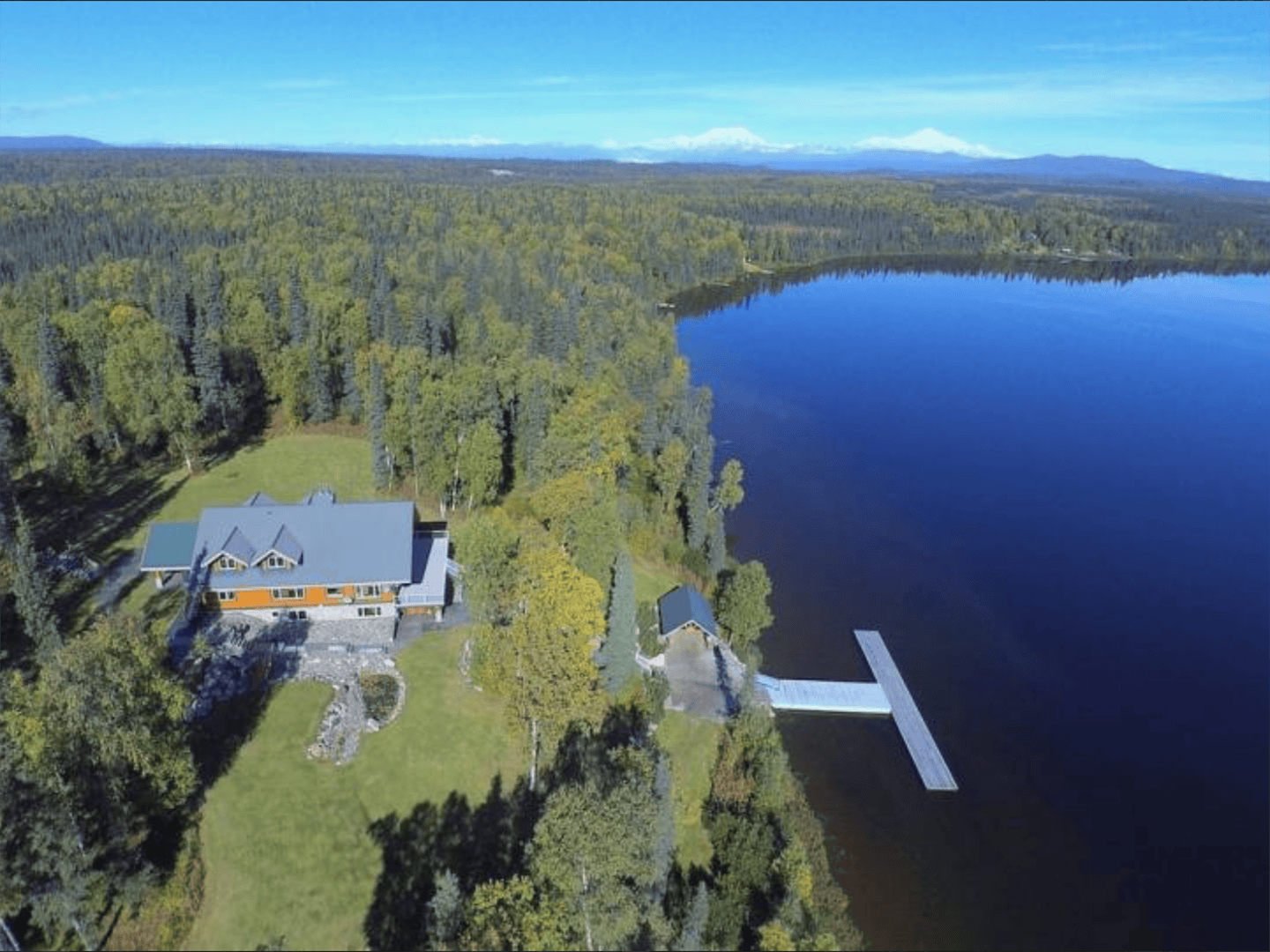 aerial alaska shulin lake resort