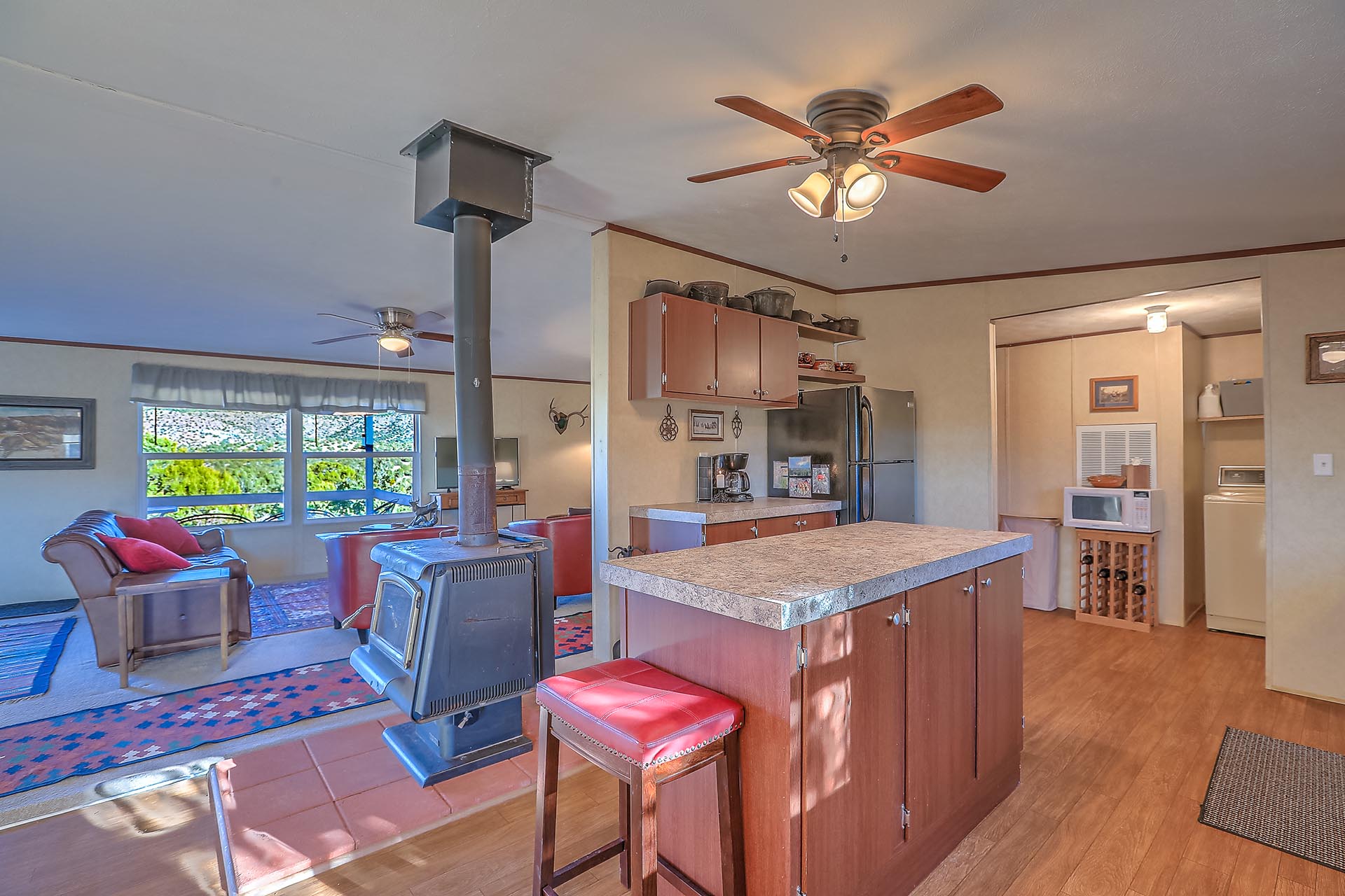 kitchen and fireplace new mexico rancho el patron