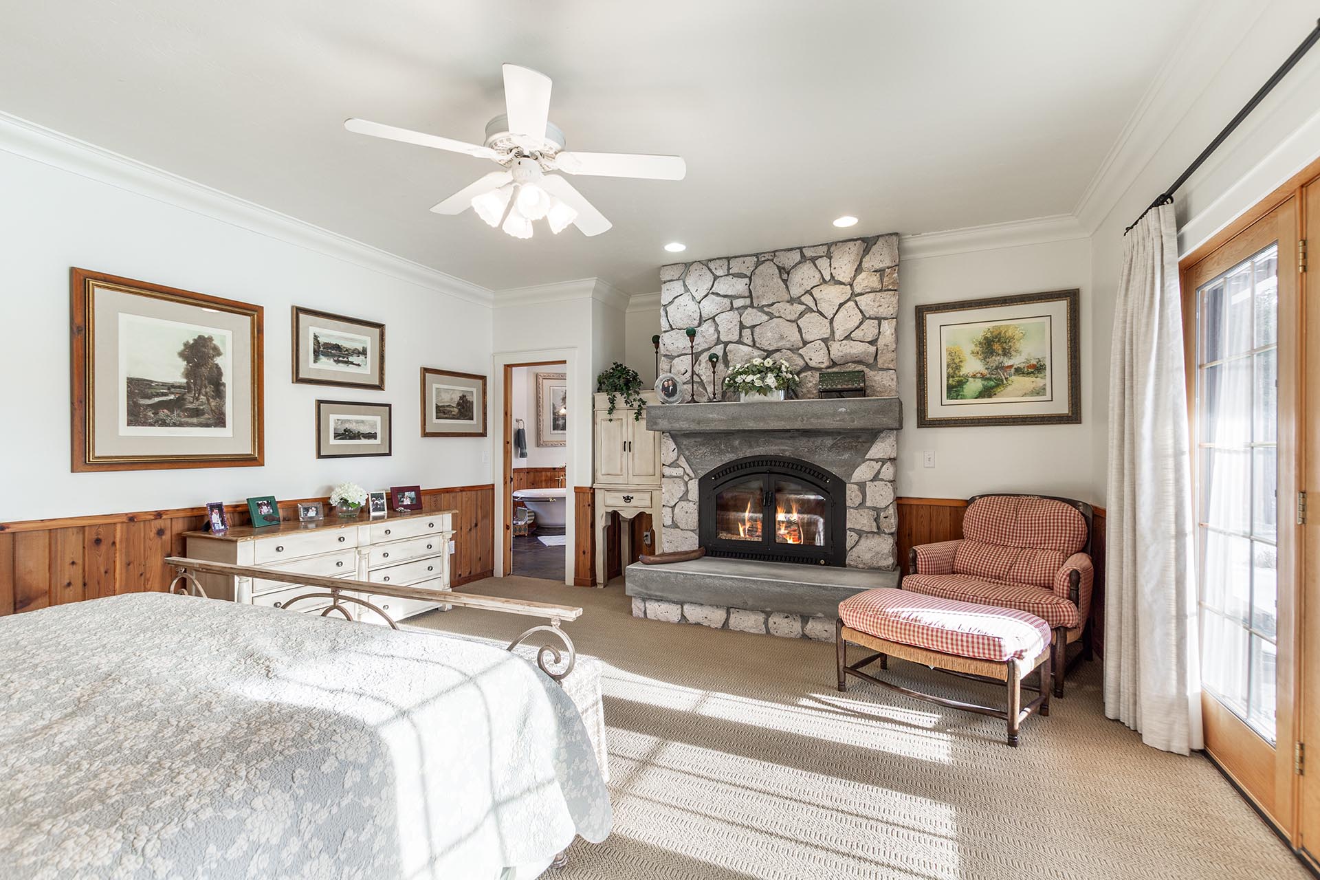 Master Suite Fireplace Idaho Island Park's Coho Reserve