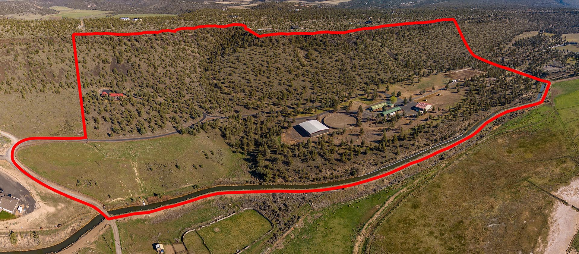 aerial with boundary 2 oregon crooked river rim horse ranch