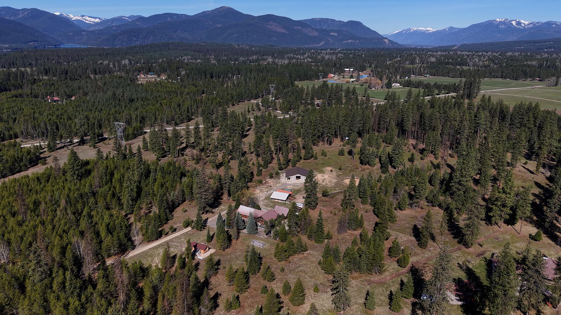 High Aerial Forested Ranch Valley Montana Cabinet Mountain Wilderness Retreat