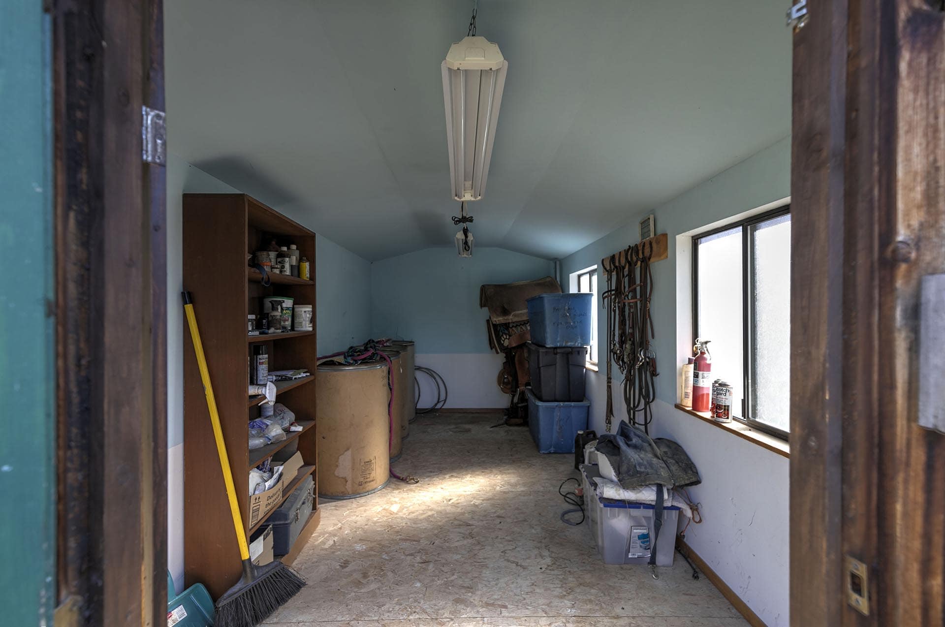 Rustic Tack Room Storage Interior Montana Cabinet Mountain Wilderness Retreat
