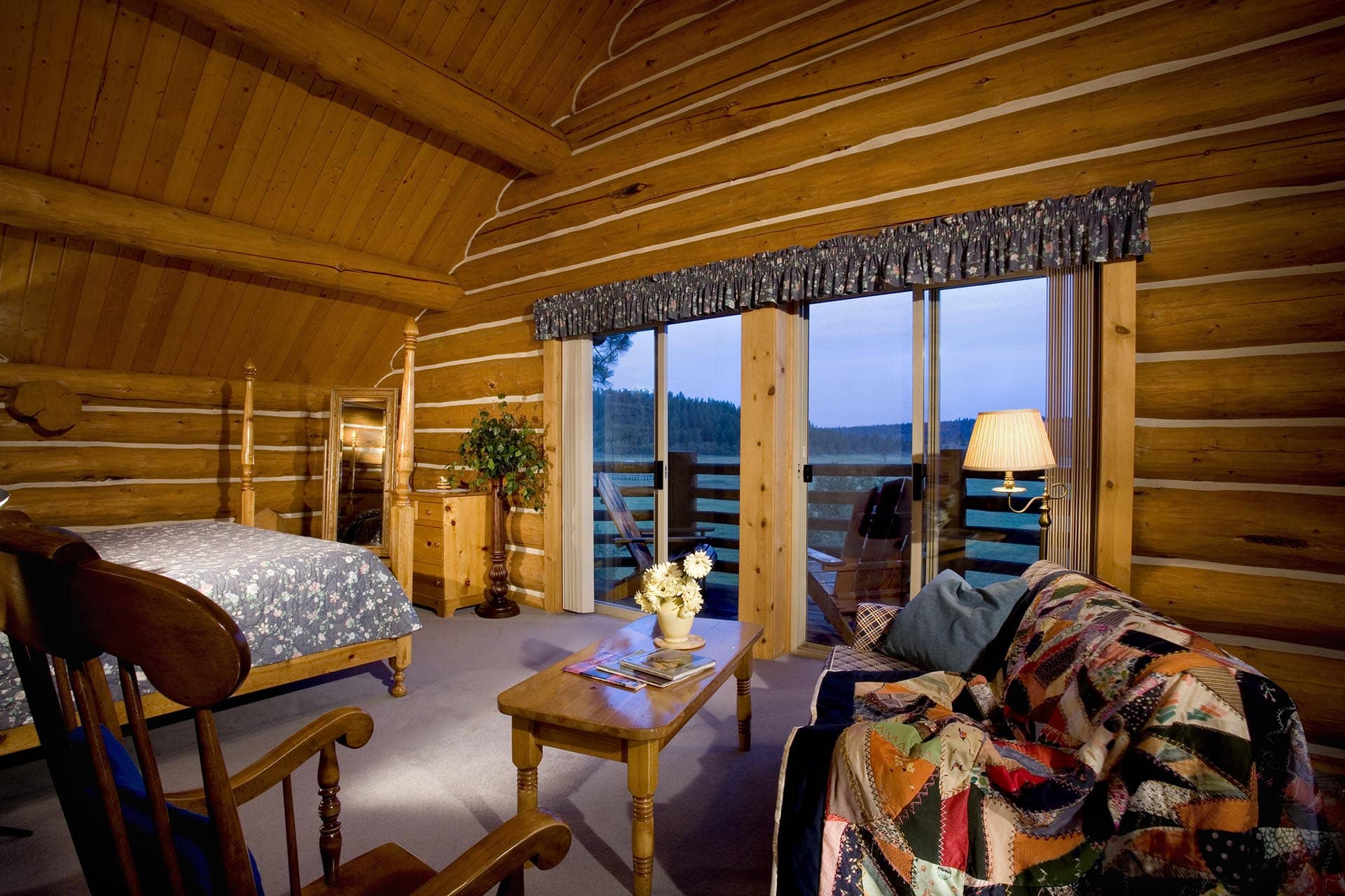 lodge bedroom with view oregon aspen ridge ranch