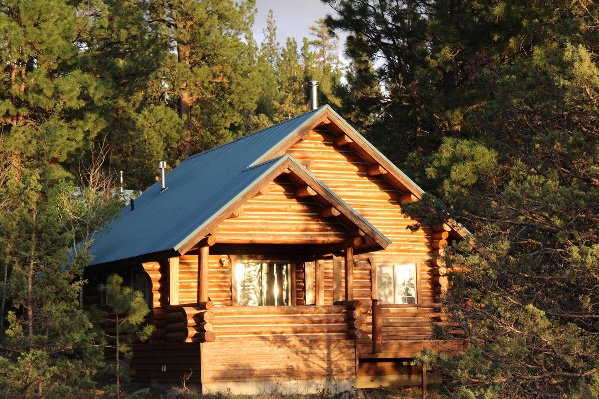 log cabin in pine forest oregon aspen ridge ranch