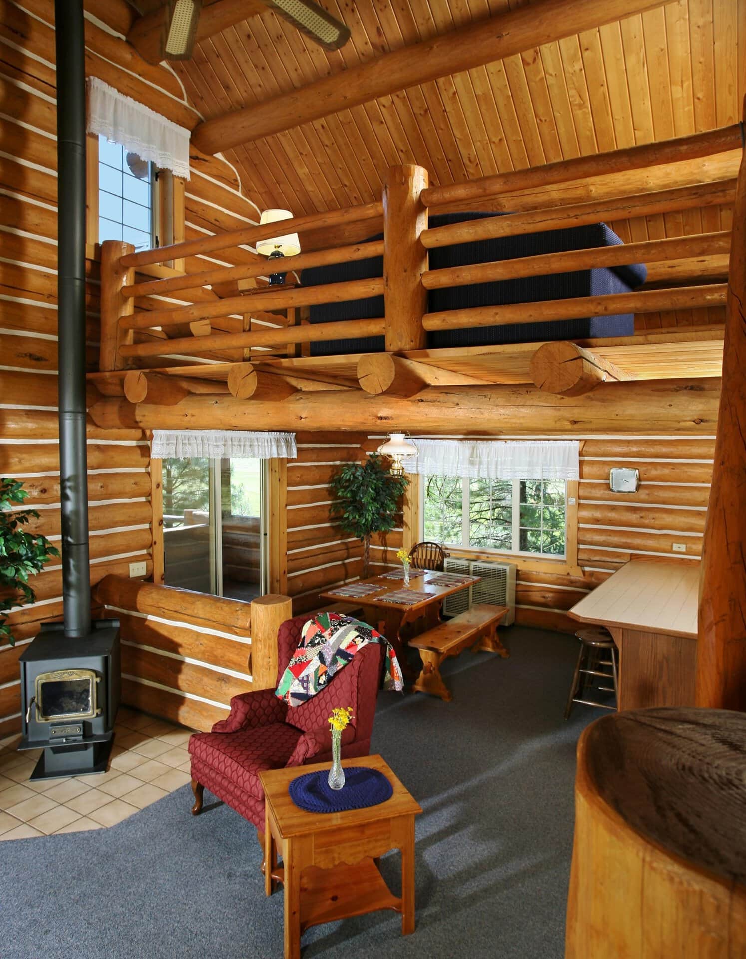 log cabin interior oregon aspen ridge ranch